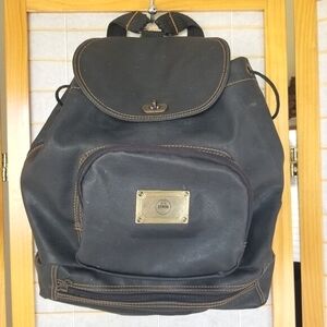 Dark Brown Distressed Backpack Stroh Austrian Rum Adjustable Straps AZO Free